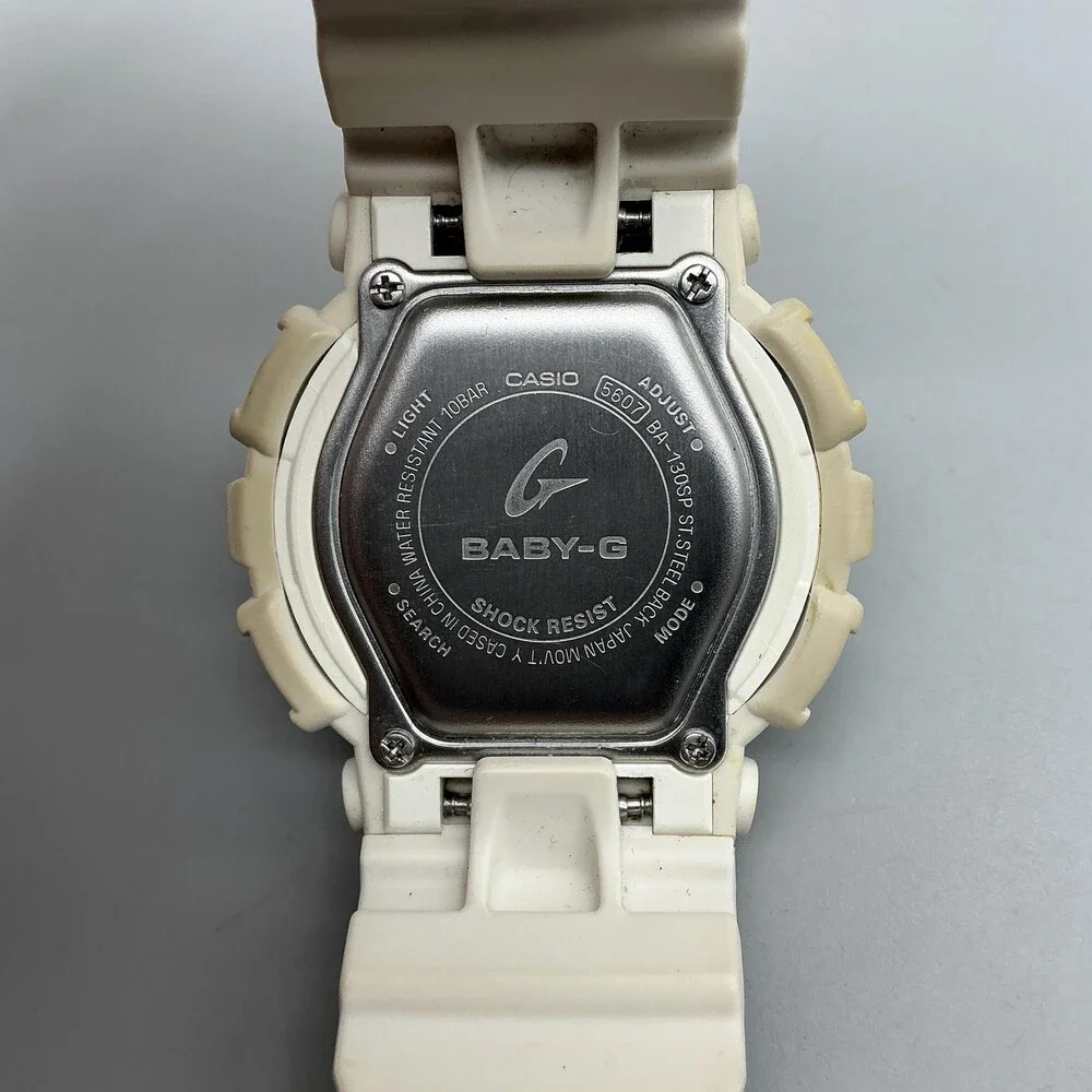 Casio Baby-G 5607 BA-130SP Womens Watch 40mm Rose Gold Dial White New Battery
